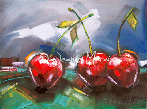 Cherries on green