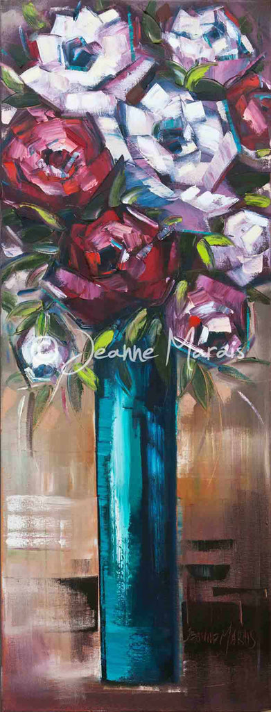 Red and white roses tall B